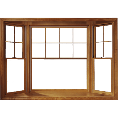 Brown Andersen 400 series bay window with grilles.